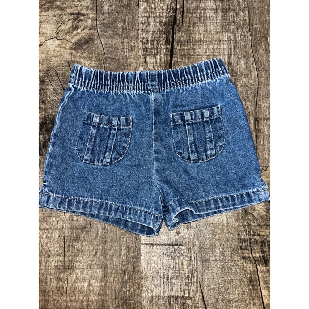 Vintage Faded Glory Baby Infants 12M Denim Shorts Blue Elastic Waist Cotton